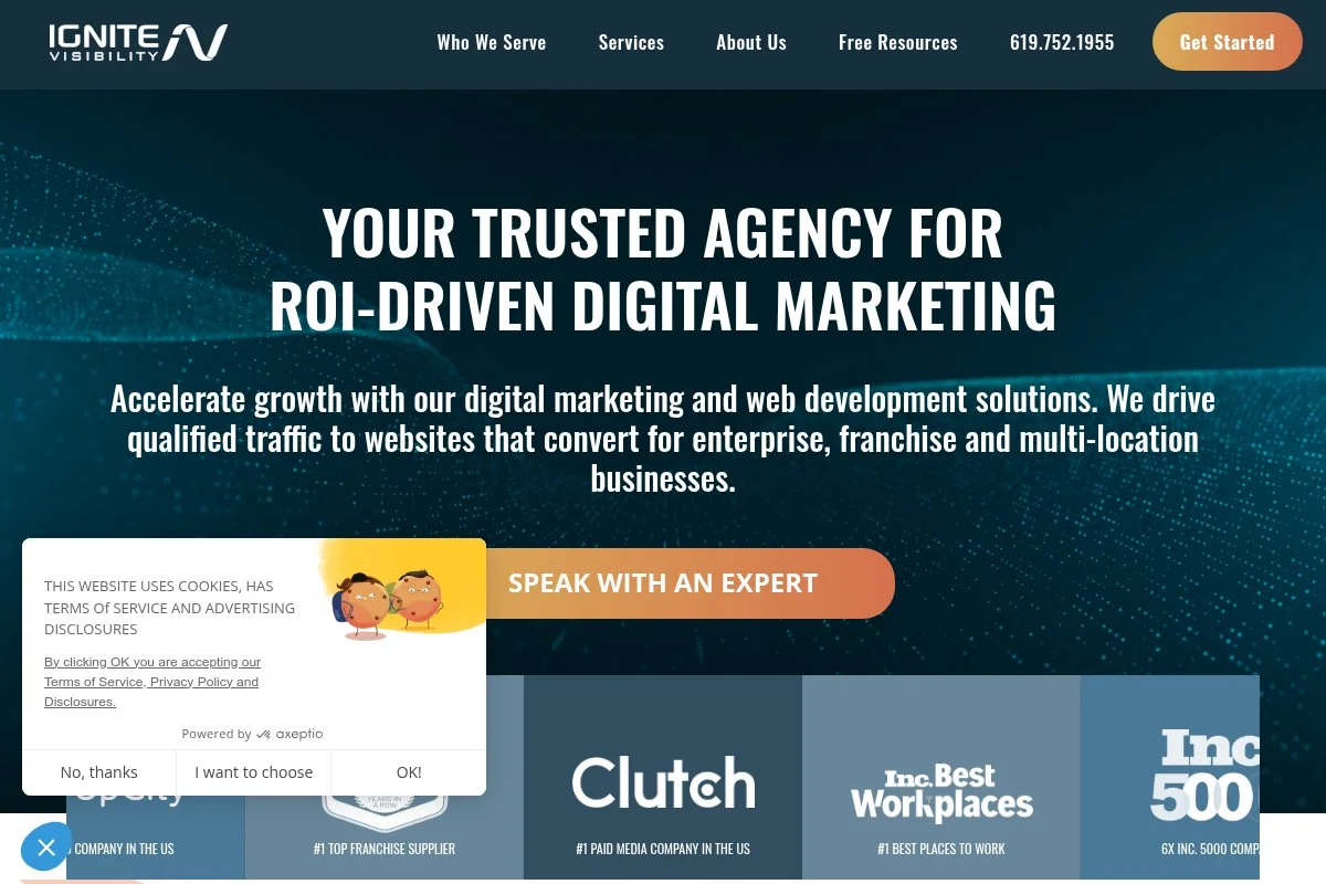 Screenshot of Ignite Visibility homepage