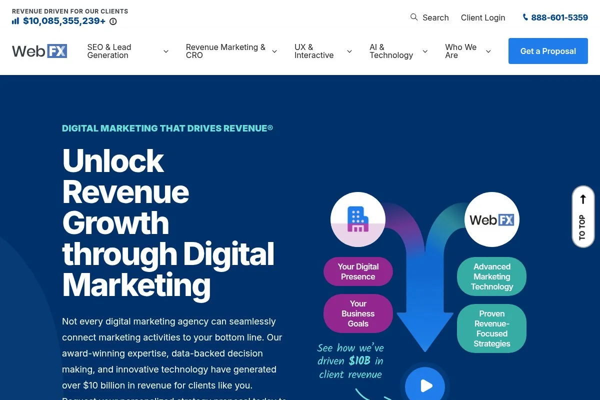 Screenshot of WebFX homepage