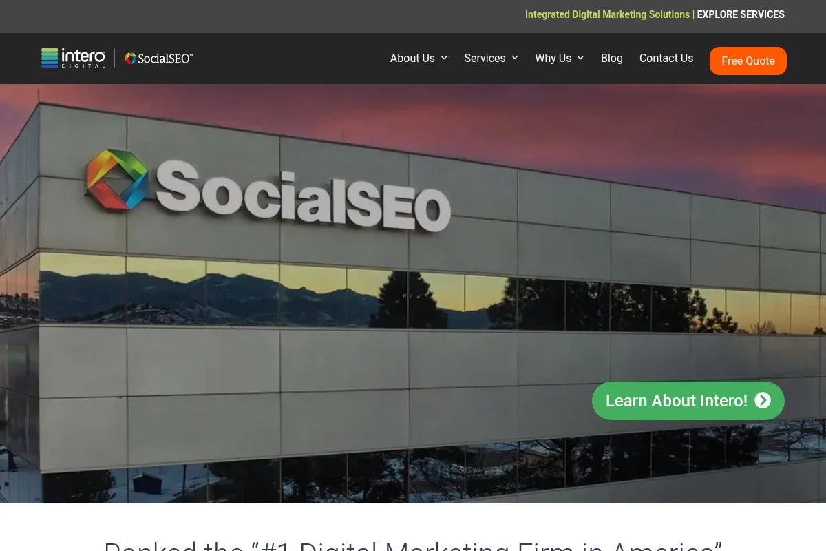 Screenshot of SocialSEO homepage