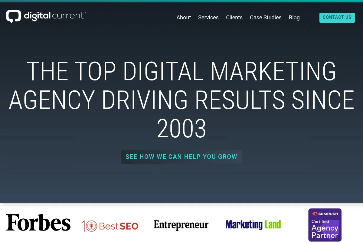 Screenshot of Digital Current homepage