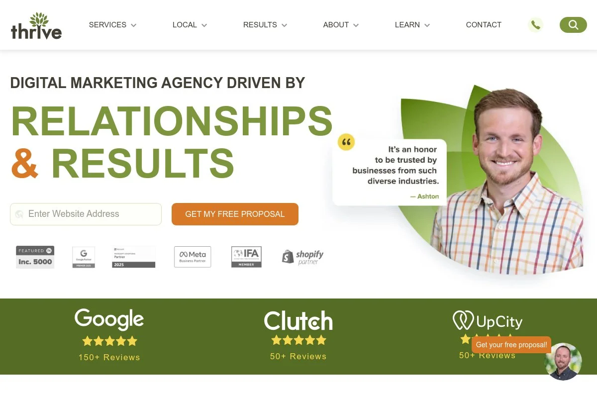 Screenshot of Thrive Internet Marketing Agency homepage