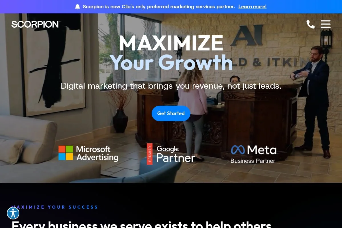 Screenshot of Scorpion homepage