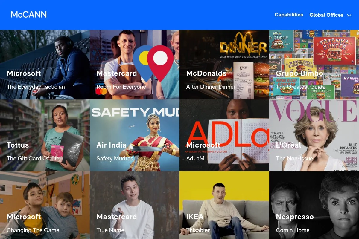 Screenshot of McCann homepage