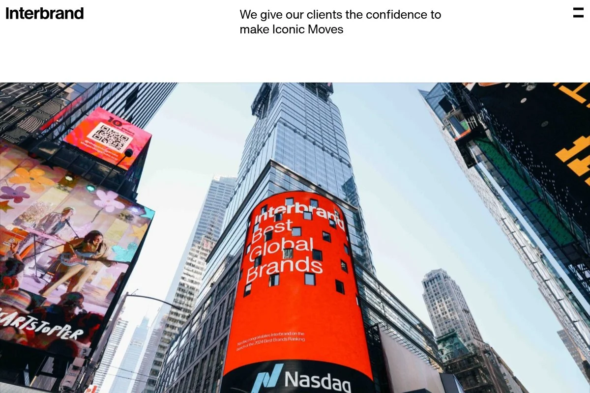 Screenshot of Interbrand homepage