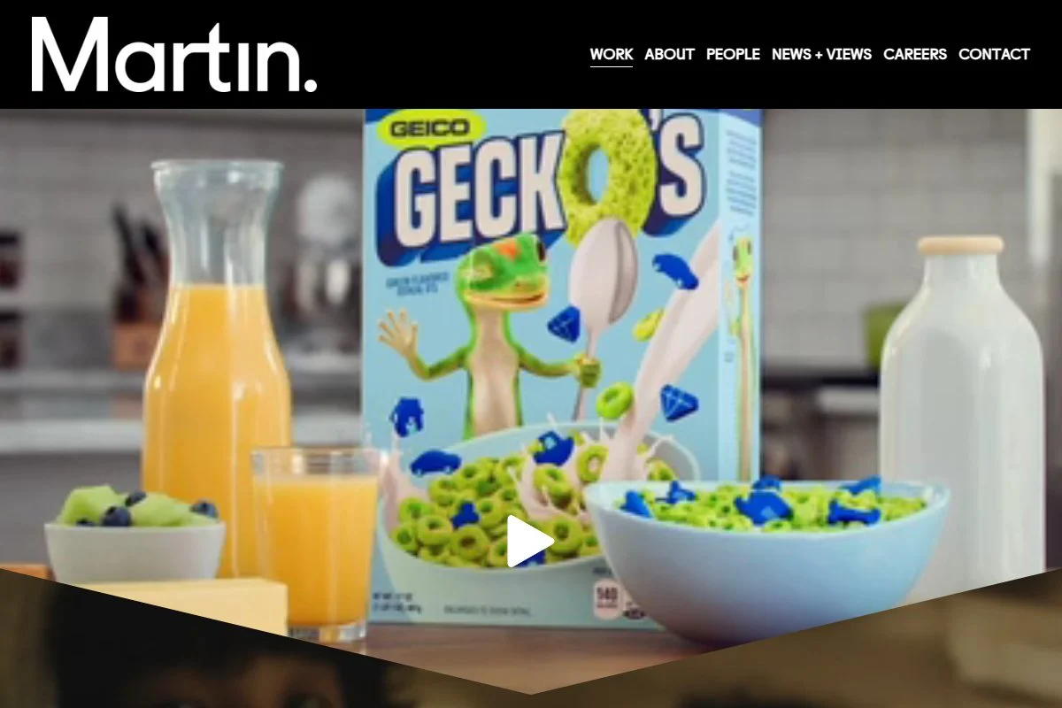 Screenshot of The Martin Agency homepage