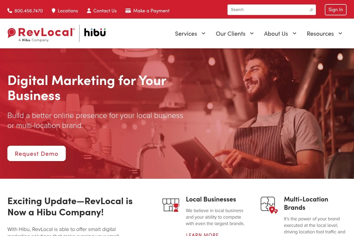 Screenshot of RevLocal homepage