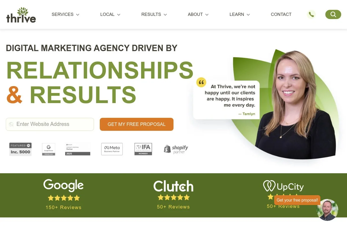 Screenshot of Thrive Internet Marketing homepage