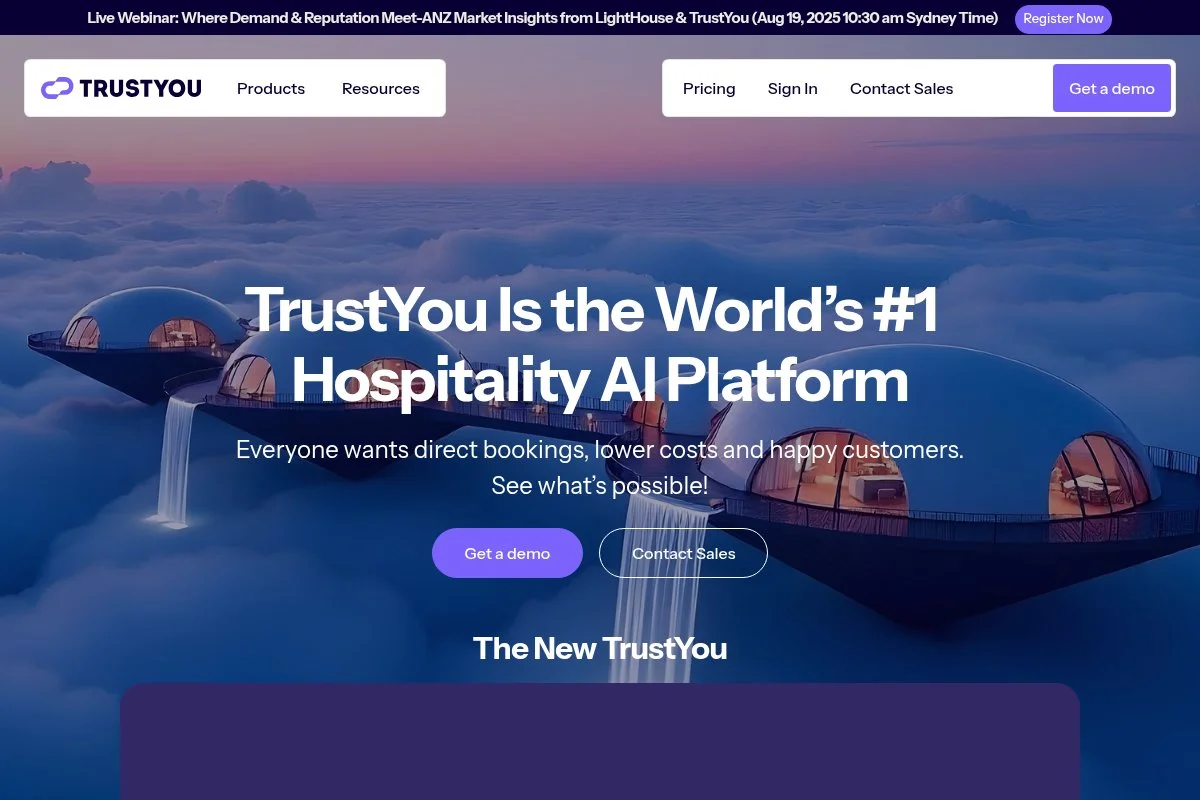 Screenshot of TrustYou homepage